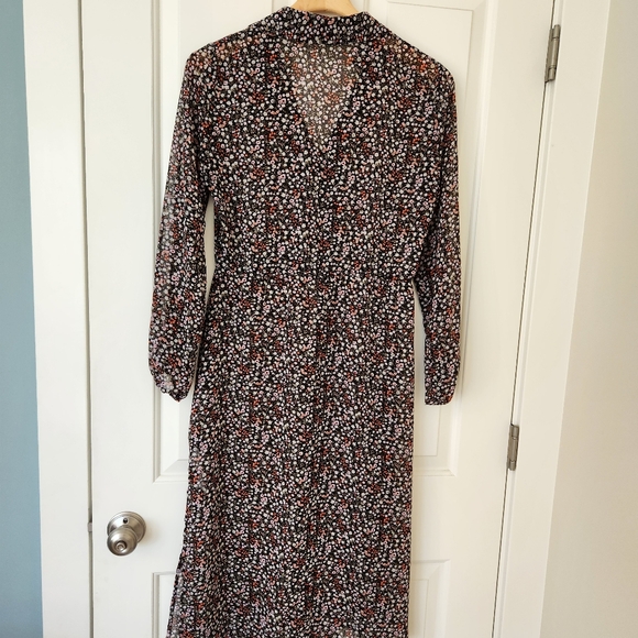 Duster Top Dark Floral Midi Sheer Cottagecore Bohemian Hippie Feminine Girly S - Picture 4 of 17